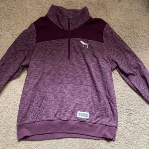victoria’s secret pink quarter zip sweat shirt. size large